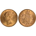 British Coins, British Coins, Victoria, sovereign, 1861, young head l., rev. crowned shield of