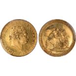 British Coins, George III, proof sovereign, 1817, laur. head r., rev. St. George and the dragon,