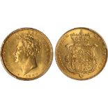 British Coins, George IV, sovereign, 1825, bare head l., rev. crowned shield of arms (S.3801;