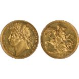 British Coins, George IV, sovereign, 1822, laur. head l., rev. St. George and the dragon (S.3800),