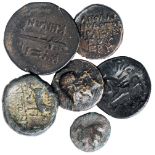 Ancient Coins, Greek, Greek bronze coins (6), including Ionia, Chios (c.190-133 BC), Æ 19mm., sphinx