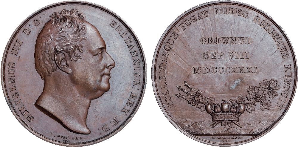 British Medals, William IV, Coronation 1831, large copper medal, by William Wyon, for Rundell Bridge