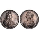 British Medals, William & Mary, Coronation 1689, silvered white metal medal, by Georg Hautsch and (
