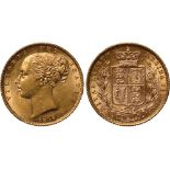 British Coins, Victoria, sovereign, 1875S, young head l., rev. crowned shield of arms within wreath,