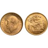 G Foreign Coins, Australia, George V, half sovereign, 1916, Sydney mint, bare head l., rev. St.