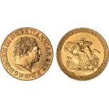 British Coins, George III, sovereign, 1820, closed 2, laur. head r., rev. St. George and the