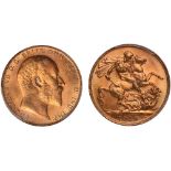 G British Coins, Edward VII, sovereign, 1910C, bare head r., rev. St. George and the dragon, C above