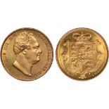 British Coins, William IV, sovereign, 1832, second portrait, bare head r., rev. crowned shield of