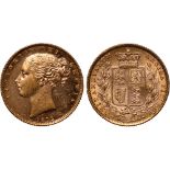 British Coins, Victoria, sovereign, 1872, WW in relief, no die no., young head l., rev. crowned