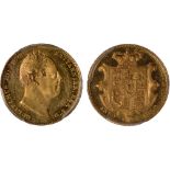 British Coins, William IV, pattern sovereign, 1830, plain edge, second portrait, bare head r.,