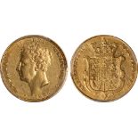 British Coins, George IV, sovereign, 1828, bare head l., rev. crowned shield of arms (S.3801), so