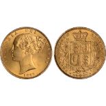 British Coins, Victoria, sovereign, 1869, die no. 60, young head l., rev. crowned shield of arms