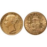 British Coins, Victoria, sovereign, 1866, die no. 6, young head l., rev. crowned shield of arms