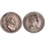 British Medals, James II and Mary of Modena, Coronation 1685, small silver complimentary medal,
