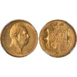 British Coins, William IV, sovereign, 1831, first portrait, bare head r., rev. crowned shield of