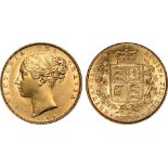 British Coins, Victoria, sovereign, 1842, closed 2 in date, young head l., rev. crowned shield of