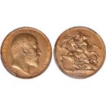 G British Coins, Edward VII, sovereign, 1909C, bare head r., rev. St. George and the dragon, C above