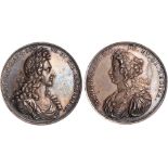 British Medals, William & Mary, Coronation 1689, silver medal, by Georg Hautsch, laureate and draped