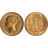 British Coins, Victoria, sovereign, 1839, young head l., rev. crowned shield of arms within