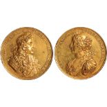 British Medals, William & Mary, Coronation 1689, gilt-copper medal, by Georg Hautsch and (rev.)