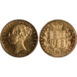 British Coins, Victoria, sovereign, 1861, young head l., rev. crowned shield of arms within