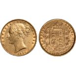 British Coins, Victoria, sovereign, 1860, inverted A for V in VICTORIA, young head l., rev.