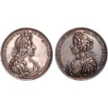 British Medals, William & Mary, Coronation 1689, silver medal, by Georg Hautsch, laureate and draped