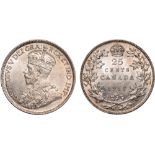 Foreign Coins, Canada, George V, 25 cents, 1918, crowned bust l., rev. value and date within