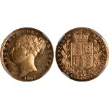 British Coins, Victoria, sovereign, 1887M, young head l., rev. crowned shield of arms within wreath,