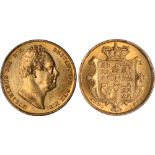 British Coins, William IV, sovereign, 1835, bare head r., rev. crowned shield of arms (S.3829B),