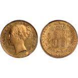 British Coins, Victoria, proof sovereign, 1853, young head l., WW incuse, rev. crowned shield of