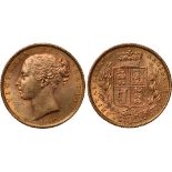 British Coins, Victoria, sovereign, 1871, WW in relief, die no. 31, young head l., rev. crowned