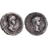 Ancient Coins, Roman, Claudius and Agrippina Junior (AD 43-48), denarius, Rome, TI CLAVD CAESAR
