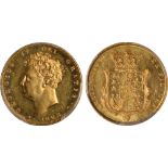 British Coins, George IV, proof sovereign, 1825, straight grained edge, bare head l., rev. crowned