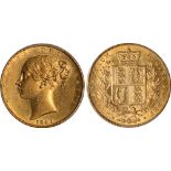 British Coins, Victoria, sovereign, 1841, unbarred As in GRATIA, young head l., rev. crowned