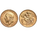 G British Coins, George V, sovereign, 1929M, bare head l., rev. St. George and the dragon, M above