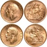 G British Coins, George V, sovereigns, 1912 (2), bare head l., rev. St. George and the dragon (S.