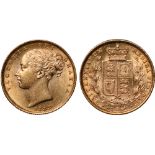 British Coins, Victoria, sovereign, 1883S, young head l., rev. crowned shield of arms within wreath,