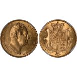 British Coins, William IV, sovereign, 1837, bare head r., rev. crowned shield of arms (S.3829B),