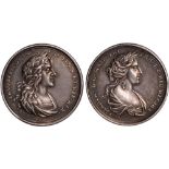 British Medals, James II and Mary of Modena, Coronation 1685, small silver complimentary medal, by