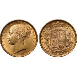 British Coins, Victoria, sovereign, 1887S, young head l., rev. crowned shield of arms within wreath,