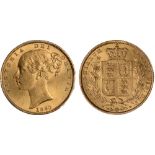 British Coins, Victoria, sovereign, 1860, O of VICTORIA struck over C, young head l., rev. crowned