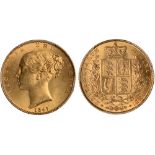 British Coins, Victoria, sovereign, 1847, young head l., rev. crowned shield of arms within