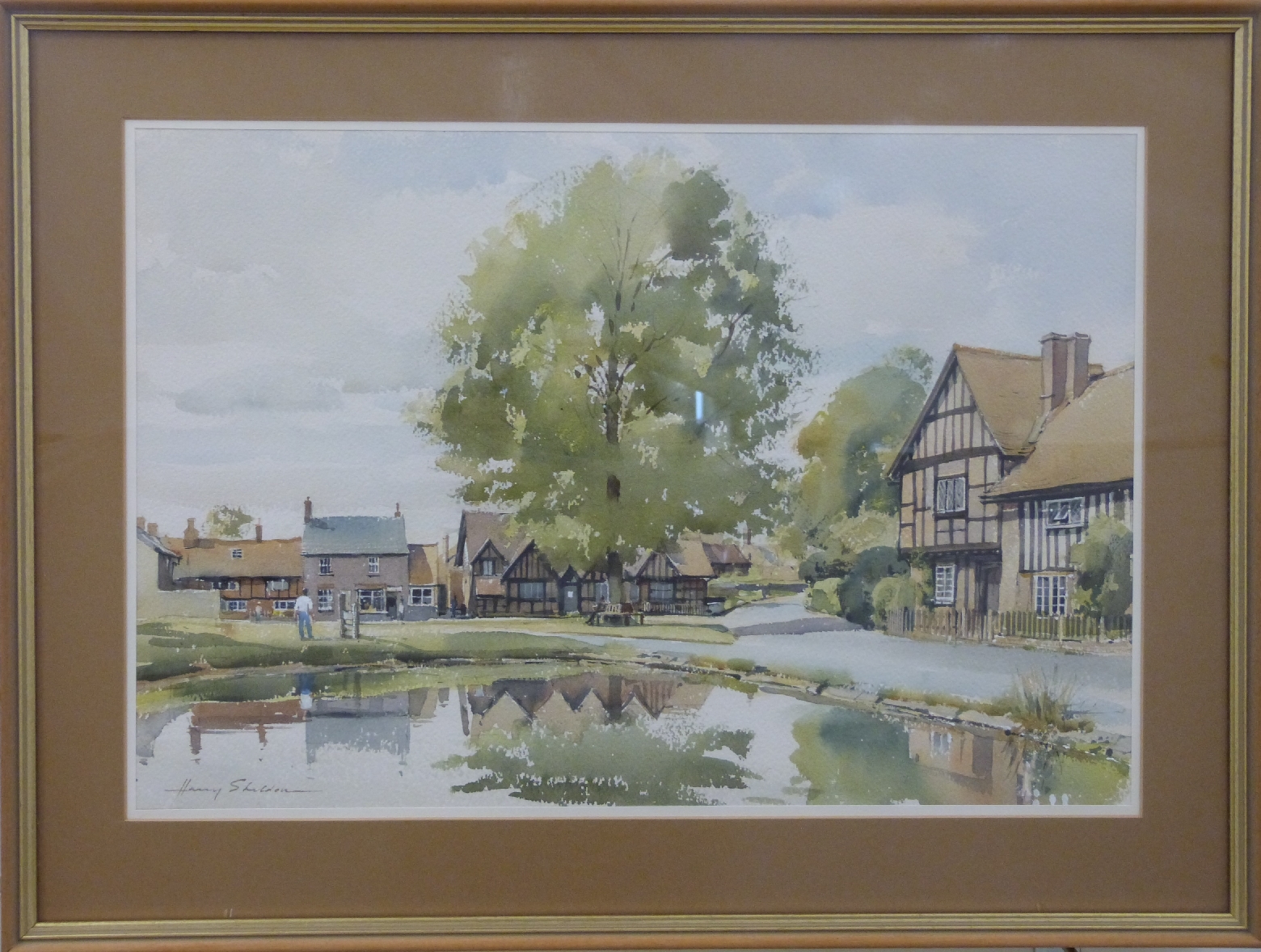 Harry Sheldon watercolour village scene, - Image 2 of 3