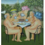 Beryl Cook 'Tea in the Garden' signed print,