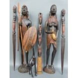 Various carved African figures etc