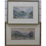 A pair of early 20thC watercolour landscape, possibly Welsh scenes, indistinctly signed possibly G.