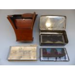 A late 19thC portable stereoscopic viewer together with a quantity of glass and card slides