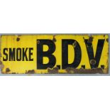 A vintage Smoke BDV enamel advertising sign,