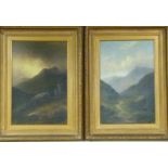 Victor Rolyat 19thC pair of large oils on canvas of Highland scenes, both signed lower right,